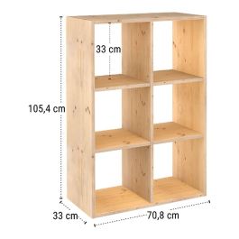 Estantería Astigarraga Dinamic 6 Marrón Natural Pino 70,8 x 33 x 105,4 cm Cubos Modular