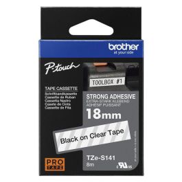 Brother Black on Clear Tape with Extra Strength Adhesive, 18mm, 8m Brother Black on Clear Tape with Extra Strength Adhesive, 18mm, 8m
