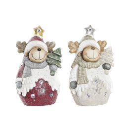 Figura Navidad Tradicional DKD Home Decor Rojo Gris 17 x 39 x 24 cm (2 Unidades)