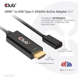 Club 3D Adaptador HDMI 2.0 a USB-C CAC-1333, 4K60Hz Activo