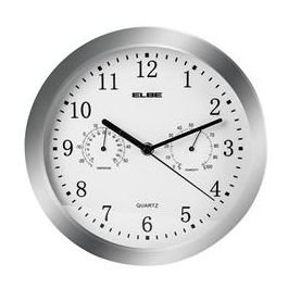 Elbe RP-3005-P Reloj de Pared con Temperatura y Humedad, 25 cm Plata