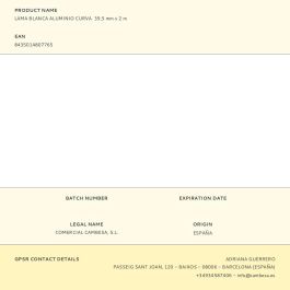 Cambesa Lama blanca de aluminio curva, 39.5 mm x 2 m