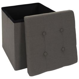 Home Deco Factory Caja-Puf Plegable Eleonor Gris con Almacenamiento 38x38x38 cm