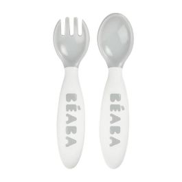 BEABA, Juego de 2 cubiertos ergonómicos 2a edad, Light Mist