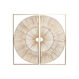 Decoracion Pared Scandi DKD Home Decor Natural Dorado 2 x 100 x 50 cm Set de 2