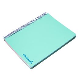 Cuaderno Espiral Liderpapel A4 Micro Wonder Tapa Plastico 120H 90 gr Cuadro 5 mm 5 Banda4 Taladro Color Verde Turquesa