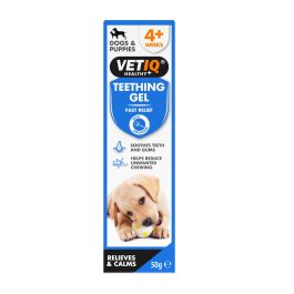 VetIQ Gel de Dentición para Cachorros 50 gr con Manzanilla, Menta y Clavo para Aliviar Encías Doloridas