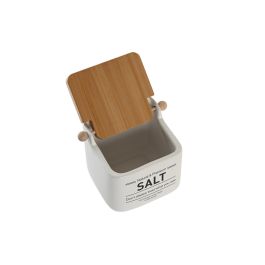 DKD Home Decor Yamazaki 22 Salero Basicos Gres Bambu Blanco Natural 12 x 11 x 14 cm (4 Unidades)