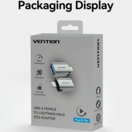 Vention CUCH0 Adaptador OTG USB-A Hembra a Lightning Macho, USB 2.0, Carcasa de Aleación de Aluminio, Azul