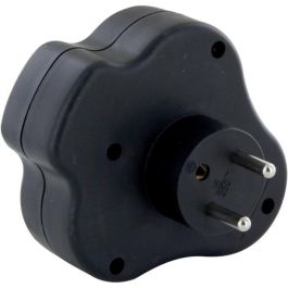 Chacon CHA5411478400042 Dominó Eléctrico 3 Tomas 16A con Interruptor, Diseño Triángulo, Negro