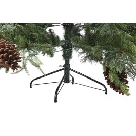 DKD Home Decor Árbol de Navidad Tradicional Verde y Rojo, 210 cm Alto (120x120 cm base), 1129 Ramas, Luz LED Cálida, Desmontable