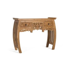 Giner y Colomer Consola de Madera Maciza de Teca 100 cm con 2 Cajones Estilo Balinés