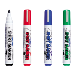 Artline EKT-2 Rotulador para Camiseta, Punta Redonda 2 mm, Negro, Rojo, Azul y Verde, Caja de 4 Unidades