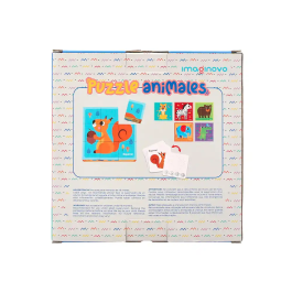 Imaginovo Puzle Infantil de Madera Cubos de Animales +24 Meses 15 Piezas 12 Patrones 22x22x6.4cm