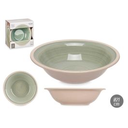 Vessia Plato Hondo de Gres Verde con Borde, 21 cm (36 Unidades)