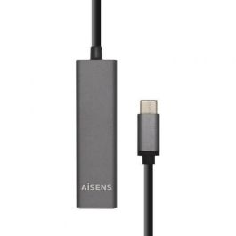 Aisens Hub USB 3.1 con 4 puertos Tipo A a USB-C, Gris, 15 cm