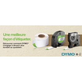 DYMO D1 Etiquetas estándar - Blanco sobre Negro - 12mm x 7m