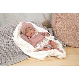 Muñeca reborn arias 40 cm abril rosa c/manta