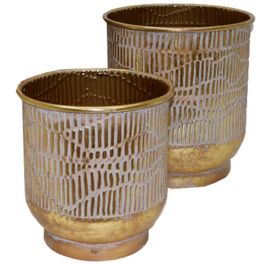 Macetero Oriental DKD Home Decor Dorado Gris 27.5 x 29.5 x 27.5 cm Set de 2 Precio: 49.58999991. SKU: S3023997