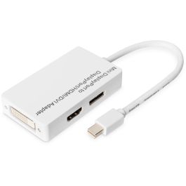 Digitus Adaptador Mini DisplayPort a DVI-D/HDMI, Macho a Hembra, Cable 0.2m, Full HD 1080p, Blanco