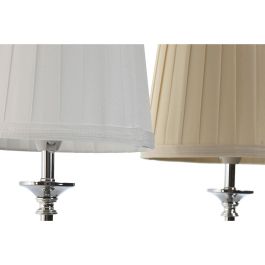 DKD Home Decor Lámpara de Sobremesa Tradicional Blanco Beige Pack 2 Unidades E14 25W Metal Acrílico y Plafón Tela Alto 46 cm