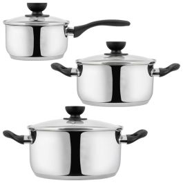 Day Batería de Cocina de 3 Piezas de Acero Inoxidable con Tapas de Cristal y Válvula de Vapor Precio: 55.68999953. SKU: B186P7CC2C