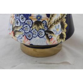 DKD Home Decor Jarrón de Porcelana Shabby Diseño Cara Colección Margot Multicolor Azul 19x36x19 cm