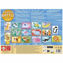 Educa EDU1747456973337 Puzzle Battle Jr Animales 16 puzzles de 9 piezas, para niños a partir de 4 años