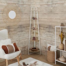 Home Deco Factory Estantería Esquina 5 Baldas Blanca Essentiel - Metal y Madera 34x34x180 cm