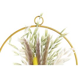 DKD Home Decor Decoracion Colgante Shabby Marron Amarillo Metal Flor Seca 20 x 20 x 2 cm (4 Unidades)