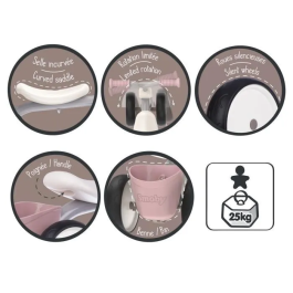 Smoby Portabebés Metálico Rookie Pink para Niños a partir de 12 Meses SMOB721405