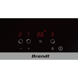 Brandt BPV6320 Placa Vitrocerámica 3 zonas, 5300W, 60cm Ancho, Revestimiento de Vidrio Negro, Panel Control Frontal, Temporizador 99min