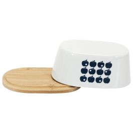 Home Deco Factory Mantequera Retro Flor o Manzana Bambú Porcelana 17x10,5 cm