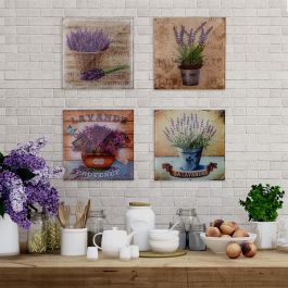 Cuadro Cristal Lavanda 30x30 cm - Versa (2 Unidades) Cuadro Cristal Lavanda 30x30 cm - Versa (2 Unidades)