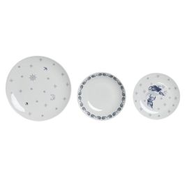 Vajilla Atlantico DKD Home Decor Azul Blanco 27 x 3 x 27 cm Set de 18