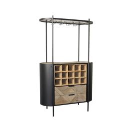 Botellero Home ESPRIT Negro Natural Metal Abeto 90 x 36 x 150 cm