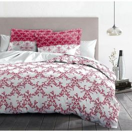 Juego nórdico 240x260 cm HOME LINGE PASSION FRISE: Funda nórdica + 2 fundas de almohada - 100% Algodón 57 hilos - Burdeos