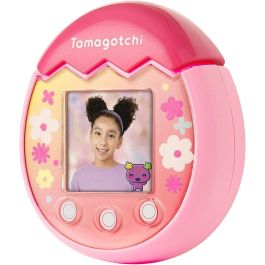 BANDAI AUC3296580429011 Tamagotchi PIX Floral Rosa - Mascota Virtual Electrónica con Pantalla a Color, Botones Táctiles, Juegos y Cámara