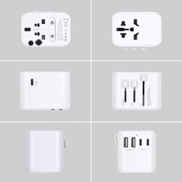 Ewent Enchufe Universal EW1470 con 2 Puertos USB y 3 Tipo-C, Compatible con EU/USA/UK/AUS