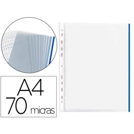 Q-connect Funda Multitaladro Cristal Din A4 70 mc con Borde Azul, Bolsa 10 Unidades Precio: 1.88999943. SKU: B1DPDBWHSD