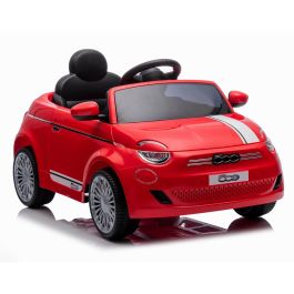 Fiat 500 Coche Eléctrico Infantil 12V Rojo con Licencia Oficial, Luces, Sonidos, USB, Suspensión y Puertas Abribles