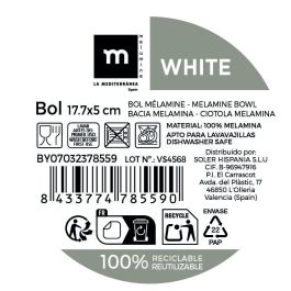 Bol de melamina mate blanco 17.7x5 cm La Mediterranea - Inde (12 Unidades) Bol de melamina mate blanco 17.7x5 cm La Mediterranea - Inde (12 Unidades)