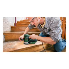 Bosch PEX 400 AE Lijadora Excéntrica/Orbital Profesional, 370W, 4000-26000 OPM, Ø 125mm, Velcro, Incluye Papel de Lija y Maletín - Color Verde