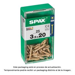 Spax Tornillo Madera Cabeza Plana Yellox 3,5x20mm Rosca Completa Ranura Cruz Z2 4Cut 25 unid. Ref. 4081020350201