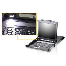 Aten CL5708 KVMP Switch LCD 19" con Teclado, Monitor LCD LED Retroiluminado y Touchpad Integrados, 8 Puertos, Montaje en Rack 1U Deslizante, PS/2 USB