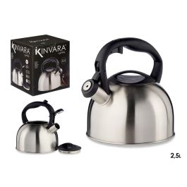 Kinvara Tetera Acero Inoxidable 2,5L con Asa de Plástico, Plata y Negro, 23x20.5x19cm (Set de 6)