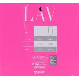 Lav Set 6 Vasos Altos 490cc Assos 14,8 cm Alto 8 cm Ancho (8 Cajas)