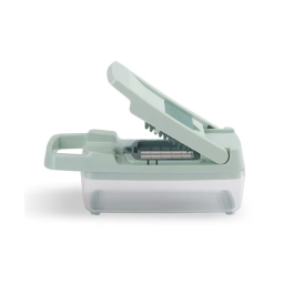 Livoo Mandolina Multifunción MEN435 con 8 Cuchillas de Acero Inoxidable y Bandeja Recolectora de 1.5L para Uso Seguro