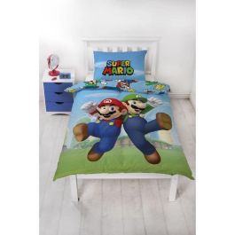 Mario Bros AAARQ16160 - Juego de Cama Microfibra Mario y Luigi - 1 Funda Nórdica 140x200 cm + 1 Funda Almohada 63x63 cm