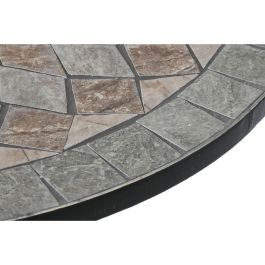 DKD Home Decor Mesa Redonda Comedor Terraza Jardín Exterior Metal Cerámica Negro Multicolor 80x76x80cm Desmontable